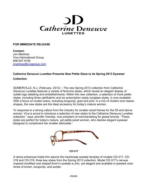 Catherine Deneuve Lunettes Petite Styles Spring 2013 (PDF, 119 KB)