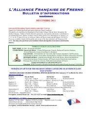 L'Alliance Française de Fresno Bulletin d'informations