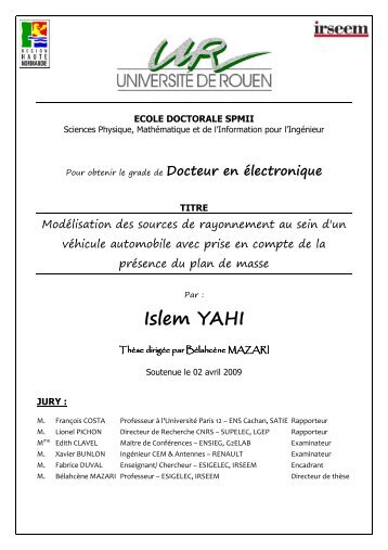 Thèse soutenue par Islem YAHI - Esigelec