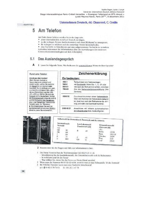 Sophie Degen, LycÃ©e J. LurÃ§at Extrait de Unternehmen Deutsch ...