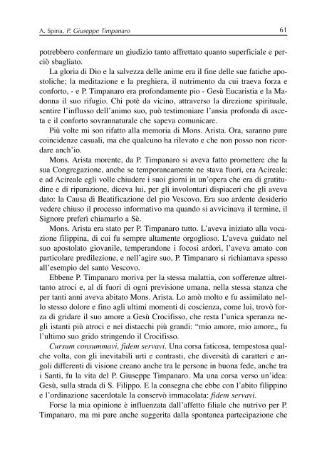 Parte I - Confederazione dell'Oratorio di San Filippo Neri