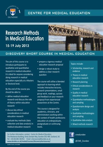 Research Methods in Medical Education - University of Dundee