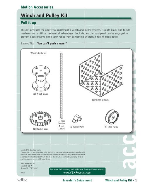 Winch and Pulley Kit - VEX Robotics