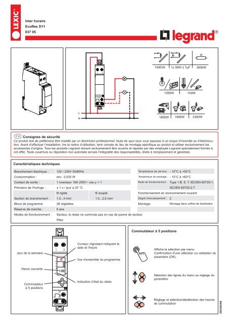 Consignes de sÃ©curitÃ© Inter horaire EcoRex D11 ... - D-HOME-OTIK