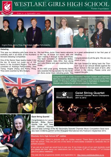 Issue 12 - 4 September 2012 Westlake Girls High School 50th ...