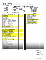 Aluminum Trailer Sales Order - Westside Motorcoach