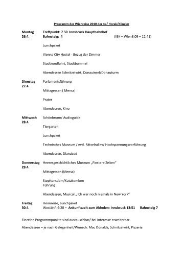 Programm der Wienreise 2010 der 4a.pdf - Fritz-Schiestl-Hauptschule