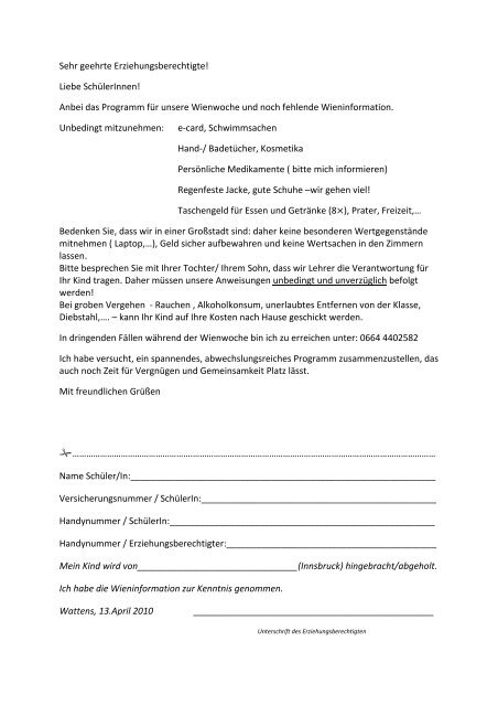 Programm der Wienreise 2010 der 4a.pdf - Fritz-Schiestl-Hauptschule