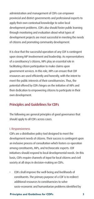 Principles and Guidelines for Constituency Development Funds