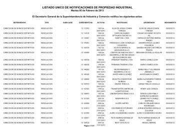 listado unico de notificaciones de propiedad industrial