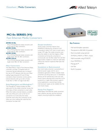 MC10x SERIES (V4) Fast Ethernet Media Converters