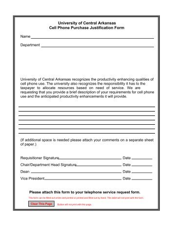 Cell Phone Justification Form - Physical Plant - University of Central ...