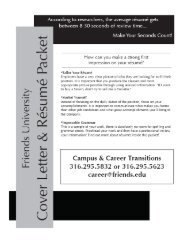 Resume And Cover Letter Packet - Friends University