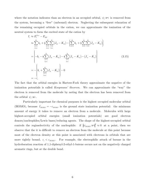 3. Discussion of the Hartree-Fock Equations