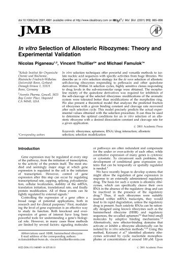 In vitro Selection of Allosteric Ribozymes: Theory ... - Famulok, Michael