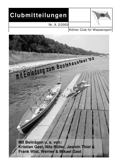 Clubmitteilungen - Kölner Club für Wassersport e.V.