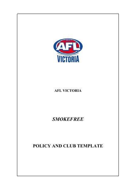 AFL VIC SmokeFree Policy and Club Template