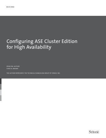 Configuring ASE Cluster Edition for High Availability ... - Sybase