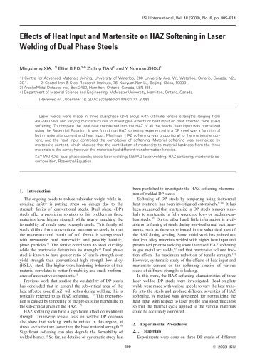 Effects of Heat Input and Martensite on HAZ Softening in Laser ...