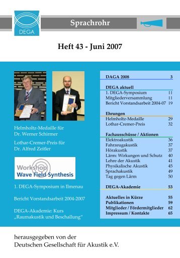 Sprachrohr Heft 43 - Juni 2007 - Deutsche Gesellschaft fÃ¼r Akustik eV