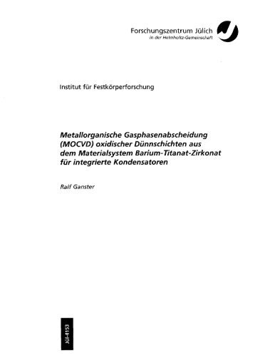 (MOCVD) oxidischer Dönnschich ten aus dem Materialsystem Barium