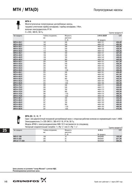 Ð¿ÑÐ°Ð¹Ñ-Ð»Ð¸ÑÑ ÐÐ°ÑÐ¾ÑÑ Grundfos-2007