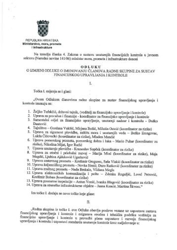 Odluka o izmjeni odluke o imenovanju članova radne skupine za ...
