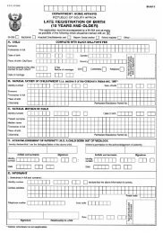 Late Registration of Birth BI24/15 - South Africa