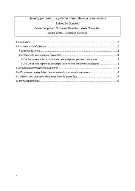 L3.9a.Développement du système immunitaire à la naissance - ASSIM