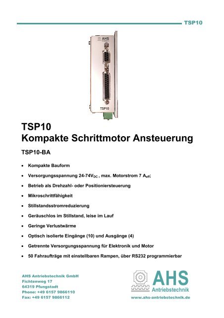 TSP10-BA - AHS Antriebstechnik GmbH