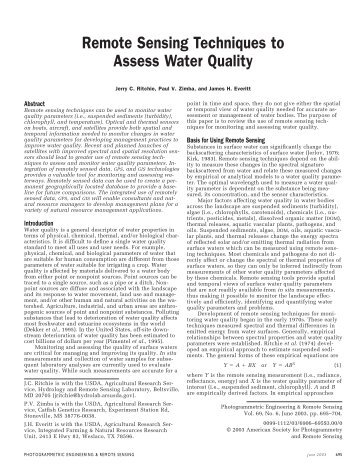 Remote Sensing Techniques to Assess Water Quality - asprs