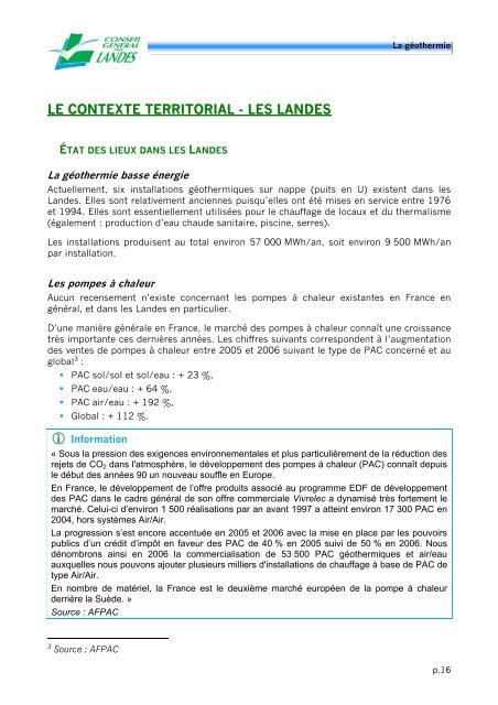 la géothermie : usages résidentiel et collectif - Conseil général des ...