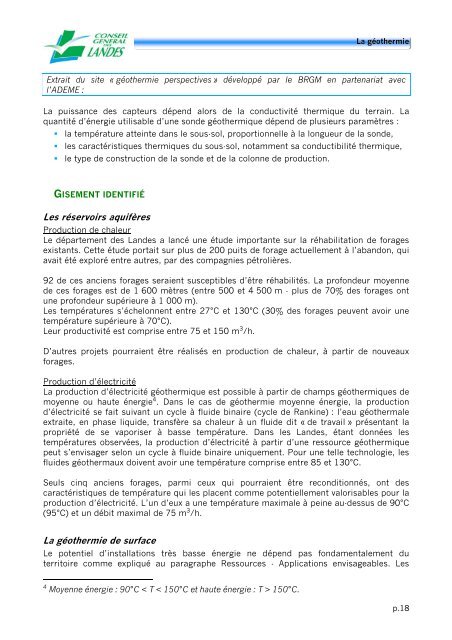 la géothermie : usages résidentiel et collectif - Conseil général des ...