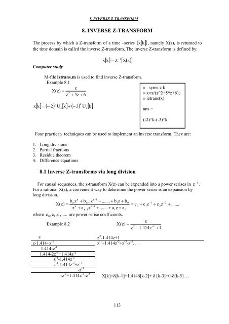 8. inverse z-transform