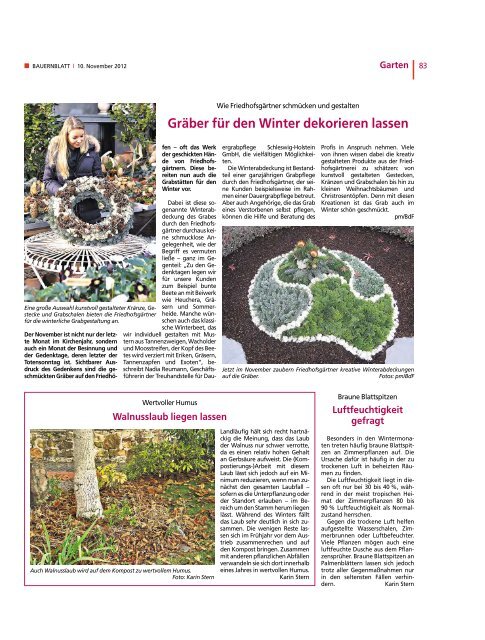 Gräber für den Winter dekorieren lassen - Bauernblatt Schleswig ...