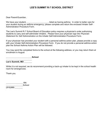 Inhaler Physician & Parent Signature form - Lee's Summit R-7 ...