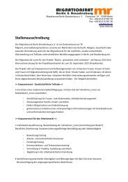 Stellenausschreibung - Migrationsrat Berlin-Brandenburg eV
