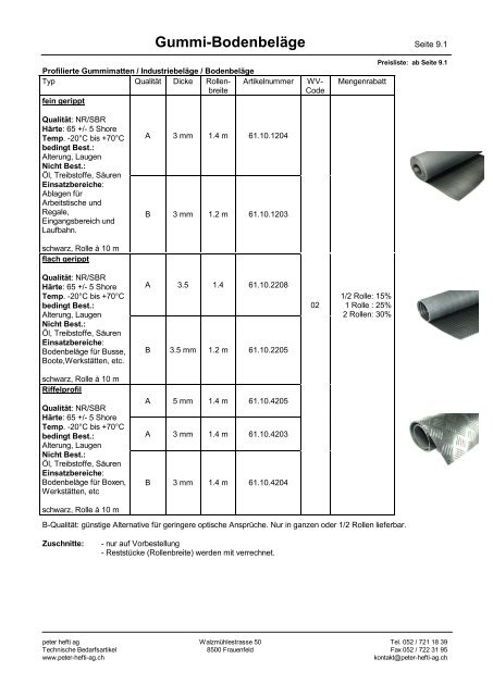 Gummi-BodenbelÃ¤ge, Gummiplatten - Peter Hefti AG