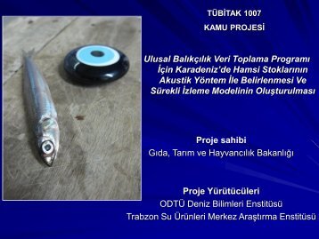 TarÄ±m BakanlÄ±ÄÄ±,2 - Karadeniz Hamsi Projesi