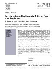 Poverty status and health equity: Evidence from rural Bangladesh