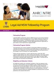 Legal Aid NSW Fellowship Program - UNSW Law