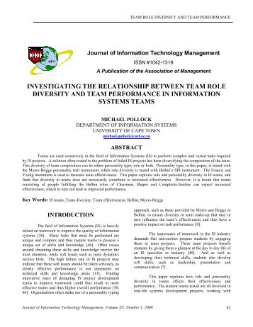 investigating the relationship between team role diversity and team ...