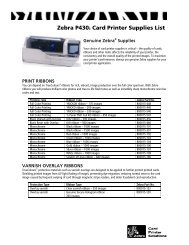 Zebra P430i Card Printer Supplies List - Clary Business Machines