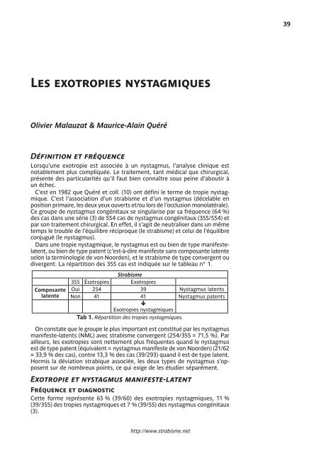 LES EXOTROPIES - Strabisme