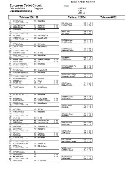 Internationale Cadets Competition - Fechten an der USI und im ASC ...