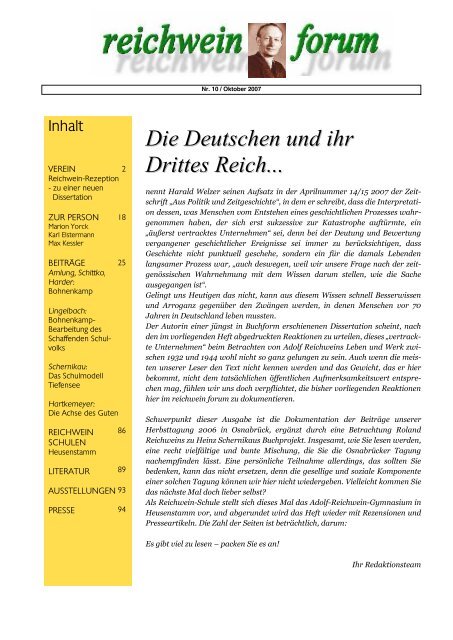 Die Deutschen und ihr Drittes Reich... - Adolf-Reichwein-Verein