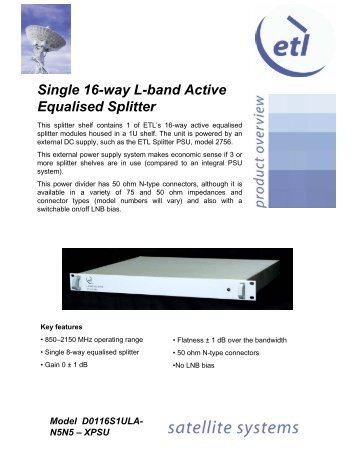 Single 16-way L-band Active Equalised Splitter - ETL Systems