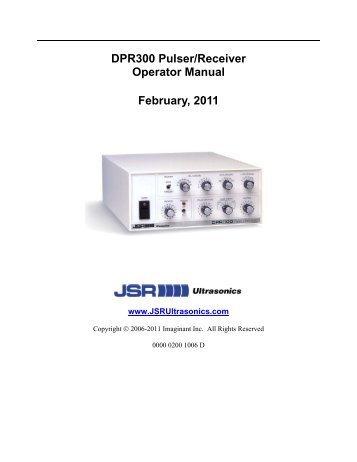 JSR DPR300 Operator Manual - INSIDIX, Non-Destructive Testing