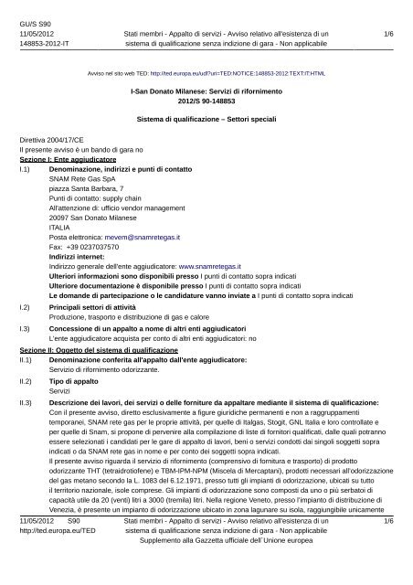 I-San Donato Milanese: Servizi di rifornimento - Snam