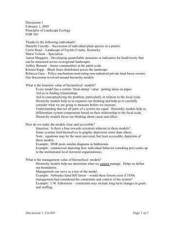 Notes - Forest Landscape Ecology Lab, University of Wisconsin ...